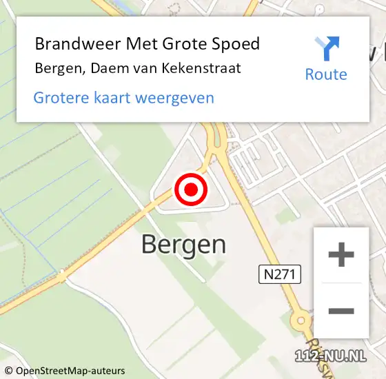 Locatie op kaart van de 112 melding: Brandweer Met Grote Spoed Naar Bergen, Daem van Kekenstraat op 23 november 2022 13:31