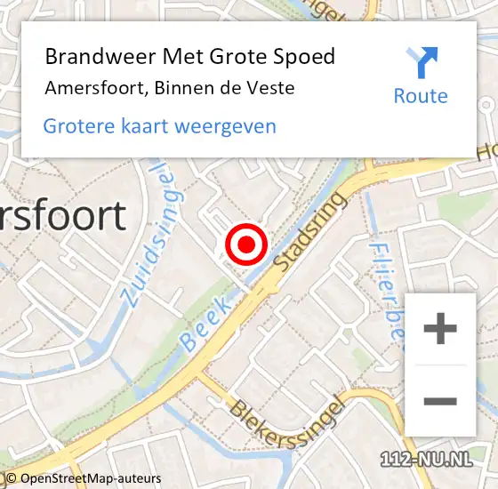 Locatie op kaart van de 112 melding: Brandweer Met Grote Spoed Naar Amersfoort, Binnen de Veste op 23 november 2022 13:36