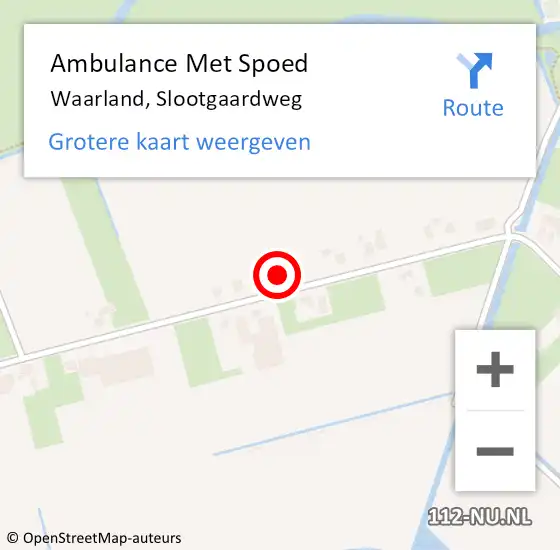 Locatie op kaart van de 112 melding: Ambulance Met Spoed Naar Waarland, Slootgaardweg op 23 november 2022 13:41