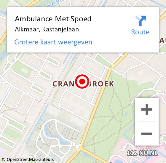 Locatie op kaart van de 112 melding: Ambulance Met Spoed Naar Alkmaar, Kastanjelaan op 23 november 2022 13:42