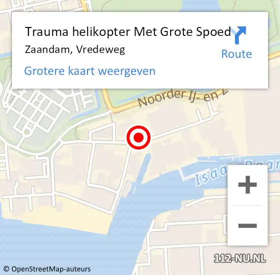 Locatie op kaart van de 112 melding: Trauma helikopter Met Grote Spoed Naar Zaandam, Vredeweg op 23 november 2022 13:54