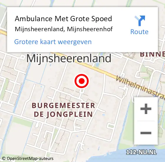 Locatie op kaart van de 112 melding: Ambulance Met Grote Spoed Naar Mijnsheerenland, Mijnsheerenhof op 23 november 2022 14:12