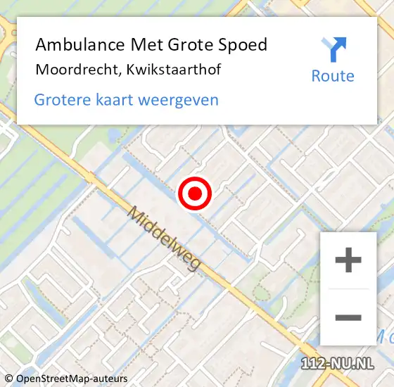 Locatie op kaart van de 112 melding: Ambulance Met Grote Spoed Naar Moordrecht, Kwikstaarthof op 23 november 2022 14:37
