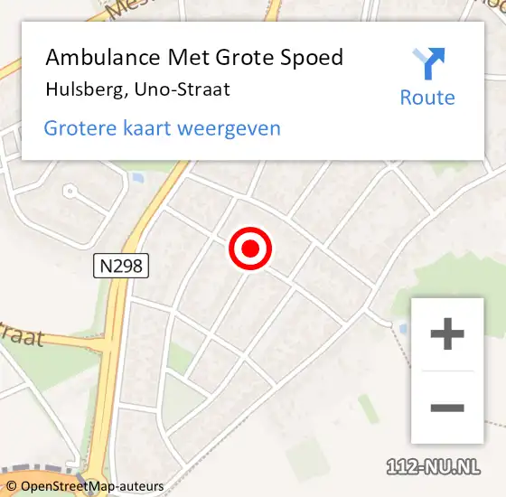 Locatie op kaart van de 112 melding: Ambulance Met Grote Spoed Naar Hulsberg, Uno-Straat op 5 augustus 2014 22:42