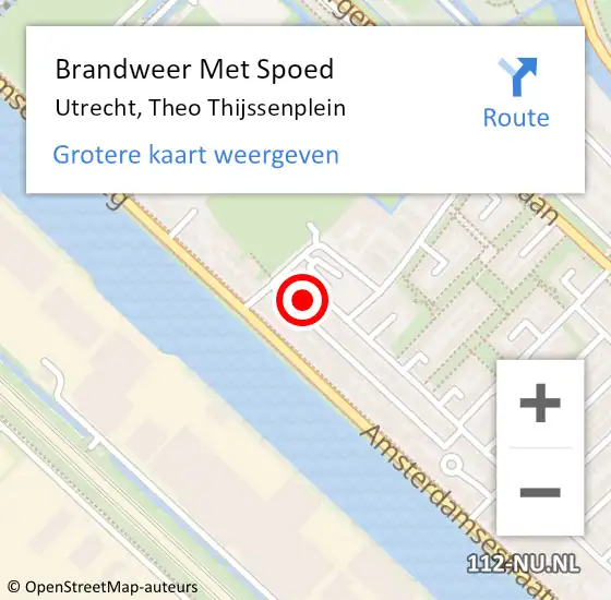 Locatie op kaart van de 112 melding: Brandweer Met Spoed Naar Utrecht, Theo Thijssenplein op 23 november 2022 14:52