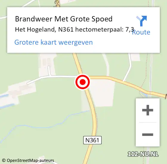Locatie op kaart van de 112 melding: Brandweer Met Grote Spoed Naar Het Hogeland, N361 hectometerpaal: 7,3 op 23 november 2022 14:56
