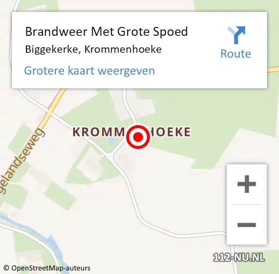 Locatie op kaart van de 112 melding: Brandweer Met Grote Spoed Naar Biggekerke, Krommenhoeke op 23 november 2022 14:57