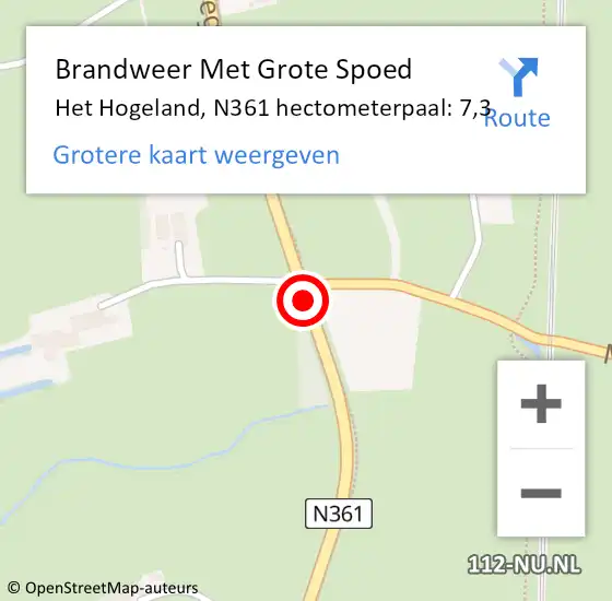 Locatie op kaart van de 112 melding: Brandweer Met Grote Spoed Naar Het Hogeland, N361 hectometerpaal: 7,3 op 23 november 2022 14:58