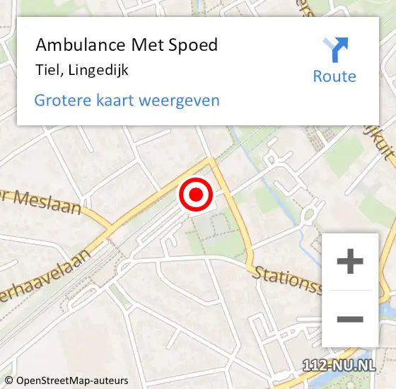 Locatie op kaart van de 112 melding: Ambulance Met Spoed Naar Tiel, Lingedijk op 23 november 2022 15:05