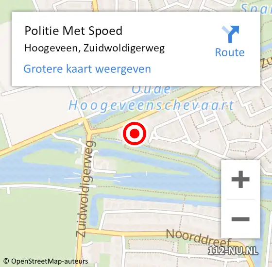 Locatie op kaart van de 112 melding: Politie Met Spoed Naar Hoogeveen, Zuidwoldigerweg op 23 november 2022 15:08