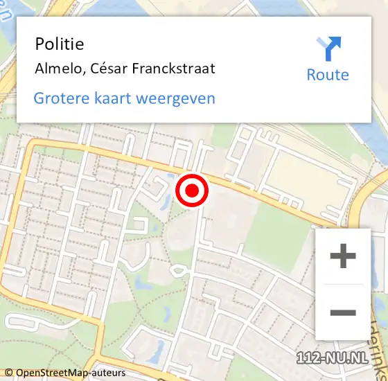 Locatie op kaart van de 112 melding: Politie Almelo, César Franckstraat op 23 november 2022 15:08