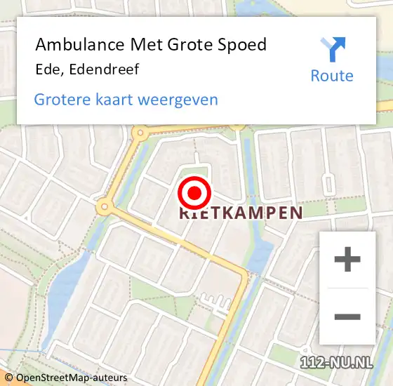 Locatie op kaart van de 112 melding: Ambulance Met Grote Spoed Naar Ede, Edendreef op 23 november 2022 15:10