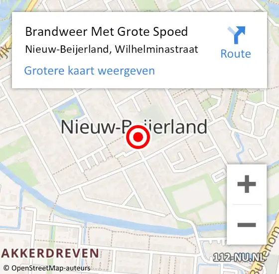 Locatie op kaart van de 112 melding: Brandweer Met Grote Spoed Naar Nieuw-Beijerland, Wilhelminastraat op 23 november 2022 15:23