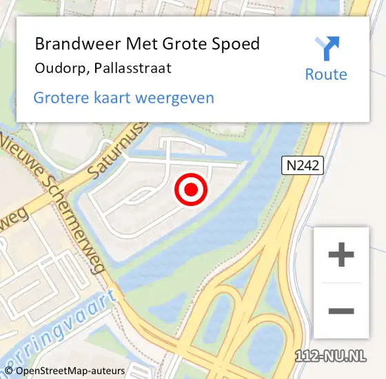 Locatie op kaart van de 112 melding: Brandweer Met Grote Spoed Naar Oudorp, Pallasstraat op 5 augustus 2014 23:00