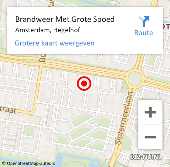 Locatie op kaart van de 112 melding: Brandweer Met Grote Spoed Naar Amsterdam, Hegelhof op 23 november 2022 16:08