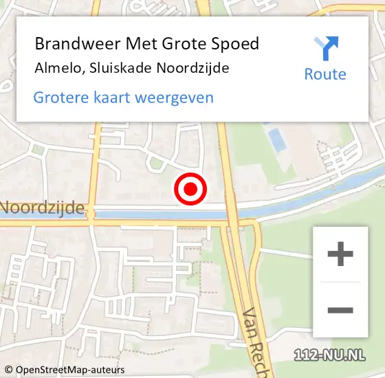 Locatie op kaart van de 112 melding: Brandweer Met Grote Spoed Naar Almelo, Sluiskade Noordzijde op 23 november 2022 16:11