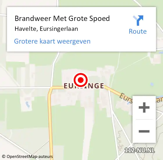 Locatie op kaart van de 112 melding: Brandweer Met Grote Spoed Naar Havelte, Eursingerlaan op 23 november 2022 16:17