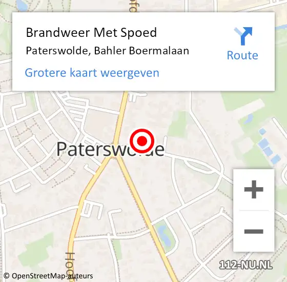 Locatie op kaart van de 112 melding: Brandweer Met Spoed Naar Paterswolde, Bahler Boermalaan op 5 augustus 2014 23:03