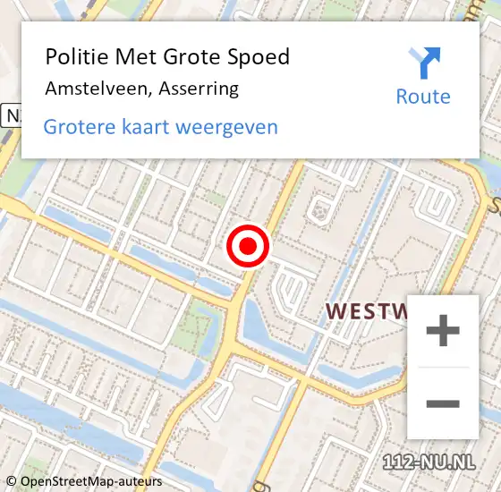 Locatie op kaart van de 112 melding: Politie Met Grote Spoed Naar Amstelveen, Asserring op 23 november 2022 16:26