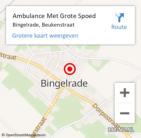 Locatie op kaart van de 112 melding: Ambulance Met Grote Spoed Naar Bingelrade, Beukenstraat op 5 augustus 2014 23:06