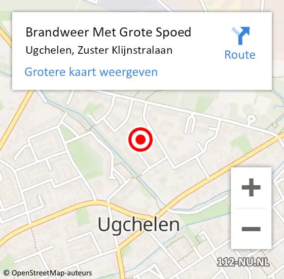 Locatie op kaart van de 112 melding: Brandweer Met Grote Spoed Naar Ugchelen, Zuster Klijnstralaan op 23 november 2022 16:35