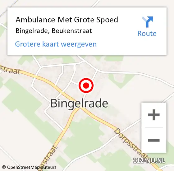 Locatie op kaart van de 112 melding: Ambulance Met Grote Spoed Naar Bingelrade, Beukenstraat op 5 augustus 2014 23:07