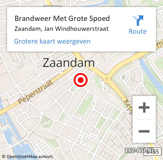 Locatie op kaart van de 112 melding: Brandweer Met Grote Spoed Naar Zaandam, Jan Windhouwerstraat op 23 november 2022 16:52