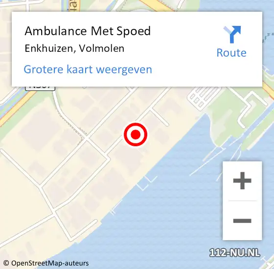 Locatie op kaart van de 112 melding: Ambulance Met Spoed Naar Enkhuizen, Volmolen op 23 november 2022 17:07