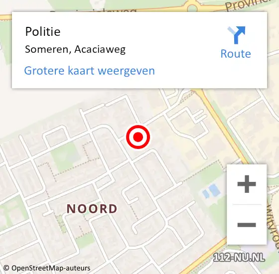 Locatie op kaart van de 112 melding: Politie Someren, Acaciaweg op 23 november 2022 17:31