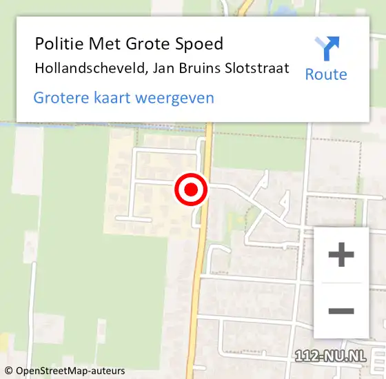 Locatie op kaart van de 112 melding: Politie Met Grote Spoed Naar Hollandscheveld, Jan Bruins Slotstraat op 23 november 2022 17:45