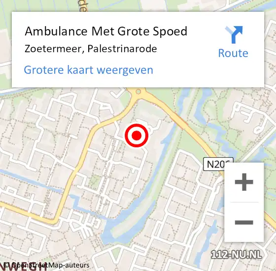 Locatie op kaart van de 112 melding: Ambulance Met Grote Spoed Naar Zoetermeer, Palestrinarode op 23 november 2022 17:49