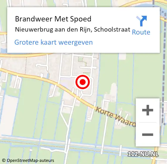 Locatie op kaart van de 112 melding: Brandweer Met Spoed Naar Nieuwerbrug aan den Rijn, Schoolstraat op 23 november 2022 17:59