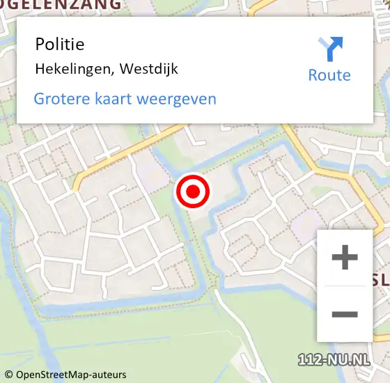 Locatie op kaart van de 112 melding: Politie Hekelingen, Westdijk op 23 november 2022 18:03