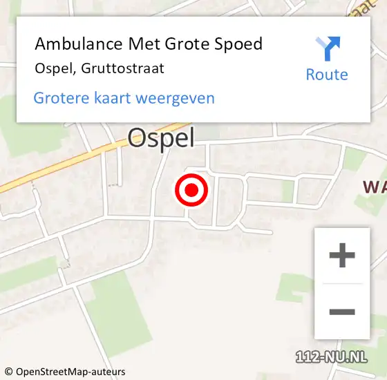 Locatie op kaart van de 112 melding: Ambulance Met Grote Spoed Naar Ospel, Gruttostraat op 23 november 2022 18:11