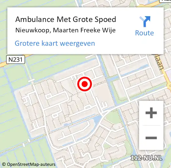 Locatie op kaart van de 112 melding: Ambulance Met Grote Spoed Naar Nieuwkoop, Maarten Freeke Wije op 23 november 2022 18:38