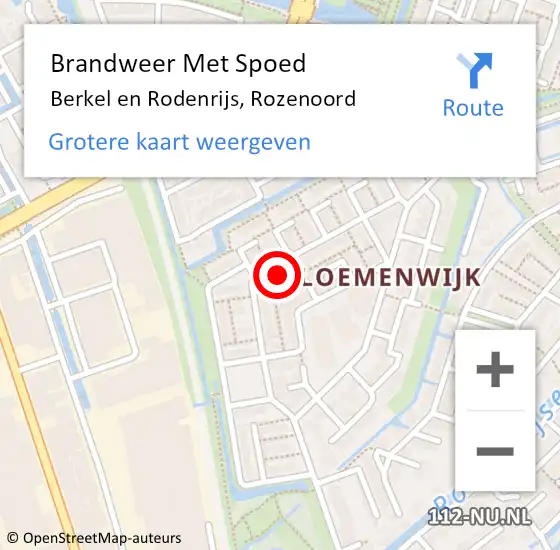 Locatie op kaart van de 112 melding: Brandweer Met Spoed Naar Berkel en Rodenrijs, Rozenoord op 23 november 2022 18:49