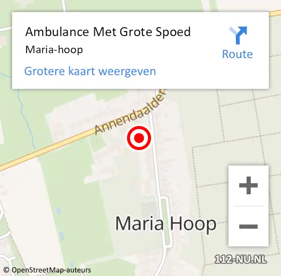 Locatie op kaart van de 112 melding: Ambulance Met Grote Spoed Naar Maria-hoop op 23 november 2022 18:57