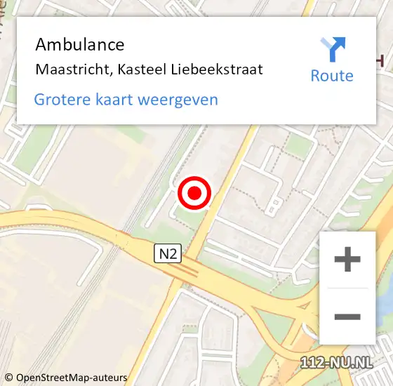 Locatie op kaart van de 112 melding: Ambulance Maastricht, Kasteel Liebeekstraat op 5 augustus 2014 23:34
