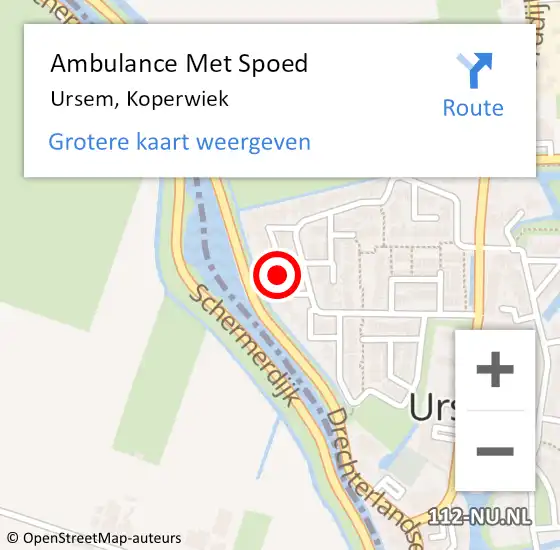 Locatie op kaart van de 112 melding: Ambulance Met Spoed Naar Ursem, Koperwiek op 23 november 2022 19:34