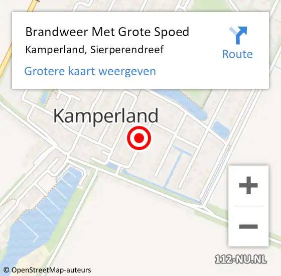 Locatie op kaart van de 112 melding: Brandweer Met Grote Spoed Naar Kamperland, Sierperendreef op 23 november 2022 19:55