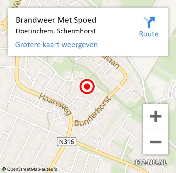 Locatie op kaart van de 112 melding: Brandweer Met Spoed Naar Doetinchem, Schermhorst op 23 november 2022 19:57