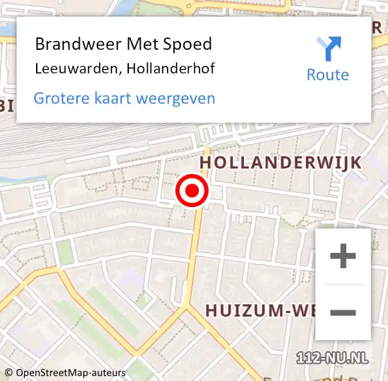 Locatie op kaart van de 112 melding: Brandweer Met Spoed Naar Leeuwarden, Hollanderhof op 23 november 2022 20:11