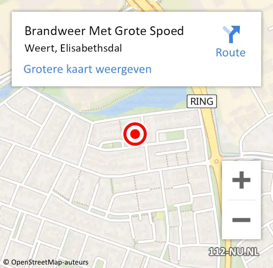 Locatie op kaart van de 112 melding: Brandweer Met Grote Spoed Naar Weert, Elisabethsdal op 23 november 2022 20:28