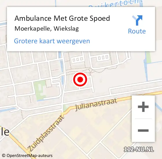 Locatie op kaart van de 112 melding: Ambulance Met Grote Spoed Naar Moerkapelle, Wiekslag op 23 november 2022 20:33