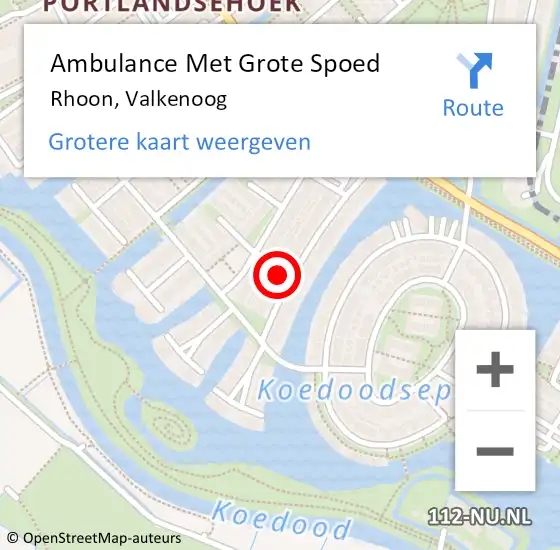 Locatie op kaart van de 112 melding: Ambulance Met Grote Spoed Naar Rhoon, Valkenoog op 23 november 2022 20:36