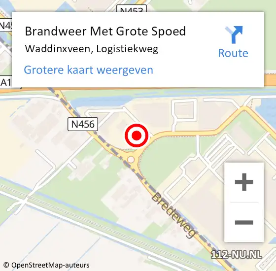 Locatie op kaart van de 112 melding: Brandweer Met Grote Spoed Naar Waddinxveen, Logistiekweg op 23 november 2022 20:40