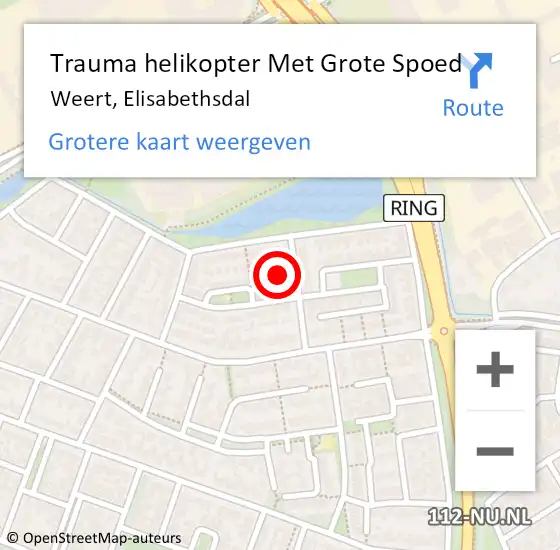 Locatie op kaart van de 112 melding: Trauma helikopter Met Grote Spoed Naar Weert, Elisabethsdal op 23 november 2022 20:56