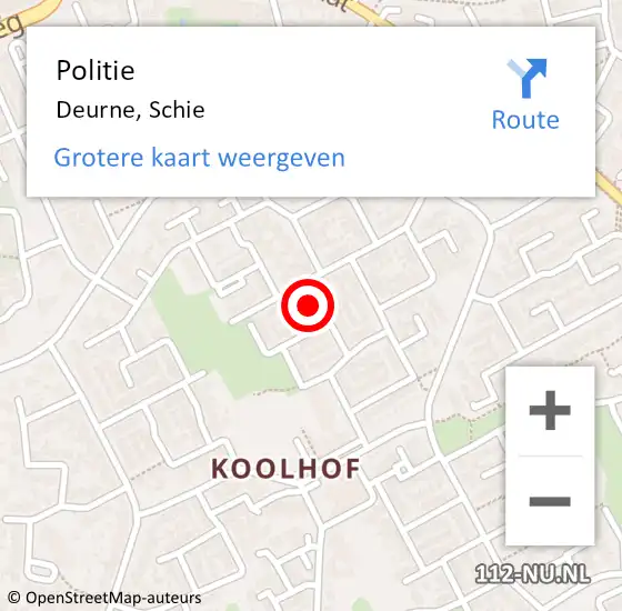 Locatie op kaart van de 112 melding: Politie Deurne, Schie op 23 november 2022 21:06