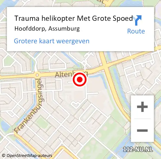 Locatie op kaart van de 112 melding: Trauma helikopter Met Grote Spoed Naar Hoofddorp, Assumburg op 23 november 2022 21:16