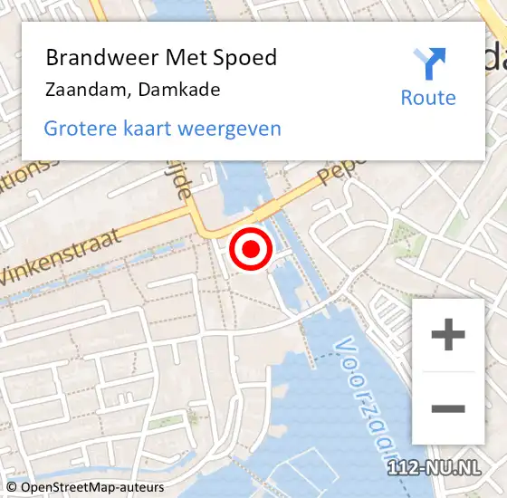 Locatie op kaart van de 112 melding: Brandweer Met Spoed Naar Zaandam, Damkade op 23 november 2022 21:41